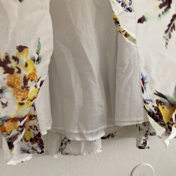 Evangeline Silk Blend Floral Knee Length Skirt White Flowy Fairy Cottagecore 4 - Picture 5 of 9